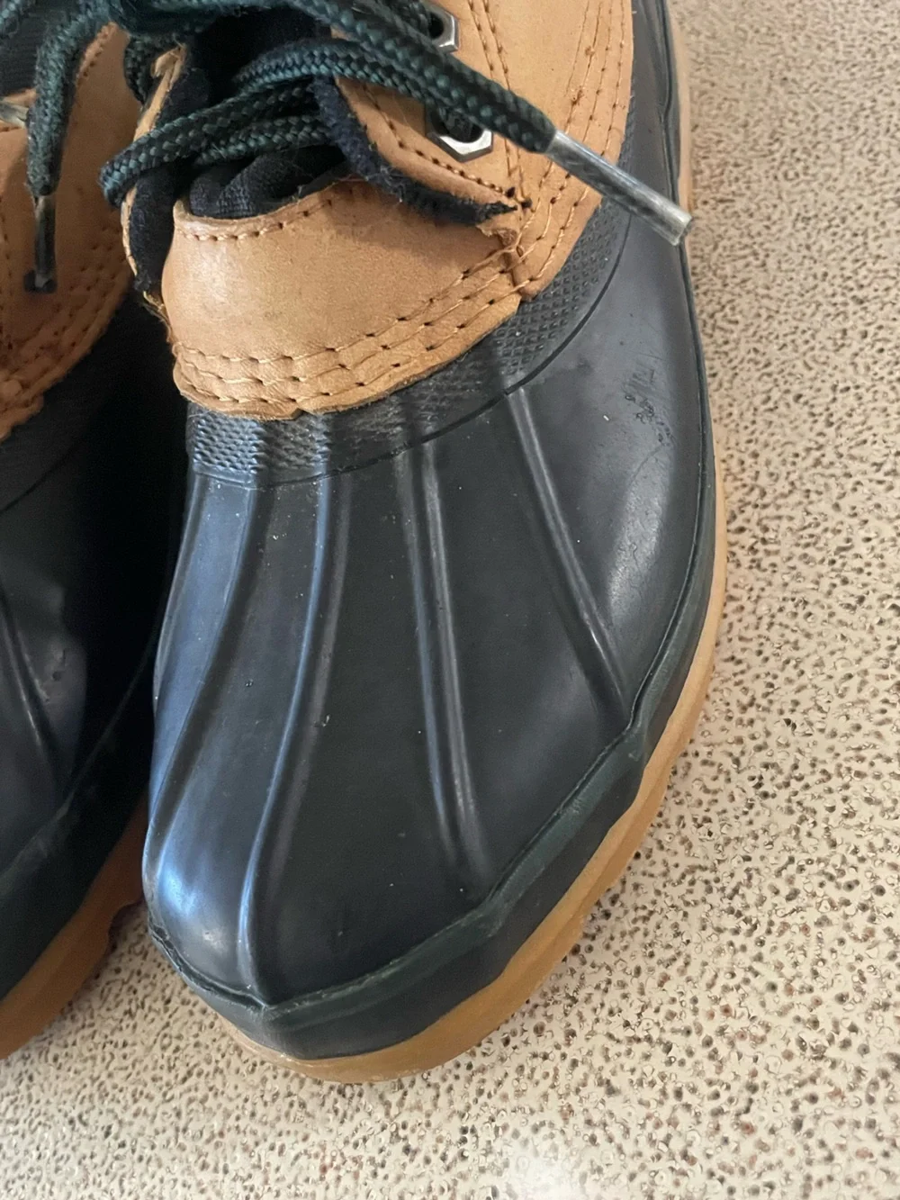 Vintage Lands' End Black and Brown Lace-Up Duck Boots